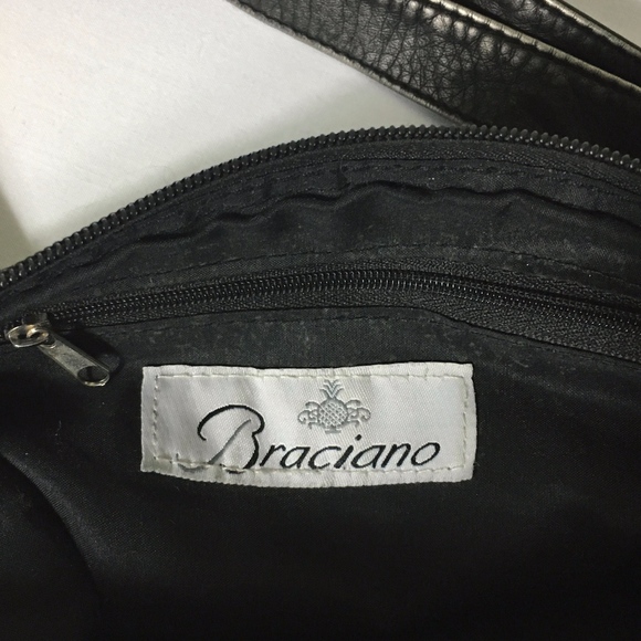 Braciano Black Leather Handbag Purse - Picture 3 of 5